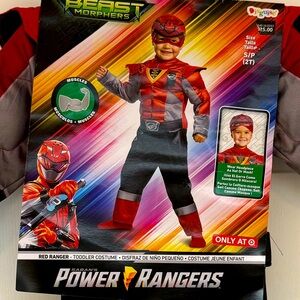 NWT Power Rangers Red Ranger Beast Morphers Halloween Costume 2T With Muscles